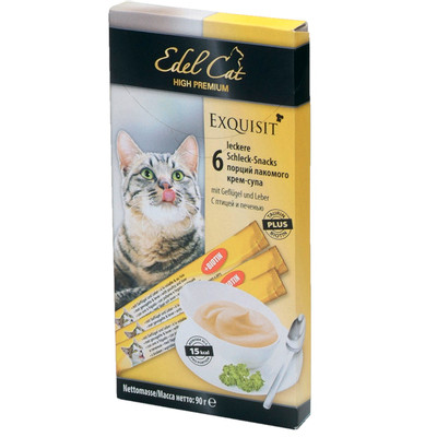 Лакомство Edel Cat крем-суп с птицей и печенью для кошек, 90г
