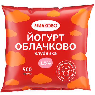 Йогурт Милково Облачково клубника 1.5%, 500мл