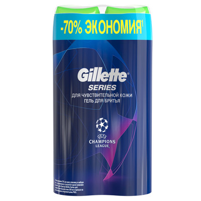 Гель для бритья Gillette Series для чувствительной кожи, 2х200мл