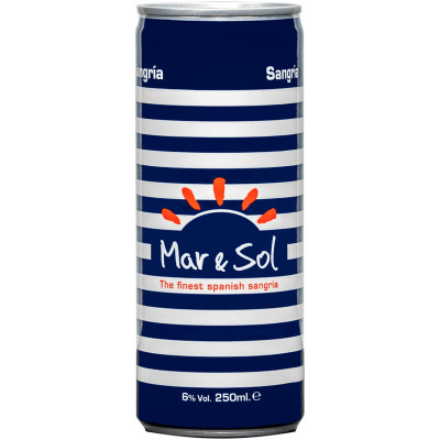 Виноградосодержащий напиток Sangria Mar & Sol красный сладкий 6%, 250мл