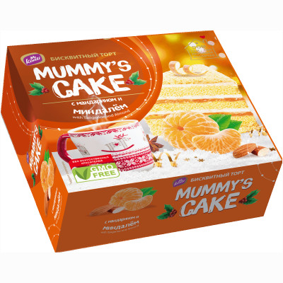 Торт Konti Mummy's Cake бисквитный с мандарином и миндалем, 310г
