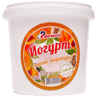 Йогурт Вемол персик-маракуйя 2.5%, 1кг