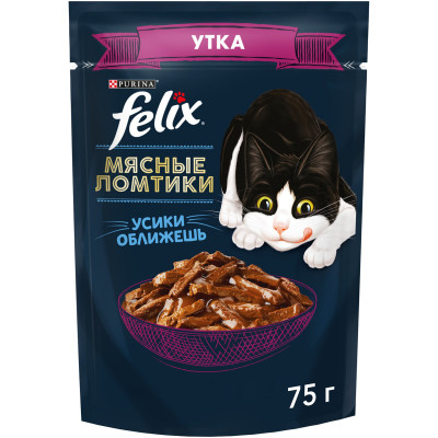 Влажный корм Felix для кошек с уткой, 75г