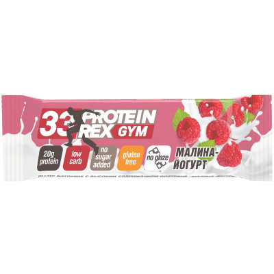 Батончик протеиновый Protein Rex Gym со вкусом малины-йогурта, 60г
