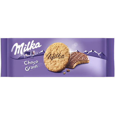 Печенье Milka с овсяными хлопьями покрытое шоколадом, 168г