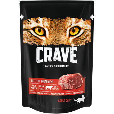Пауч Crave для кошек говядина, 70г