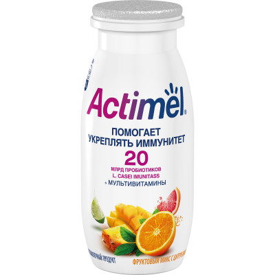 Напиток кисломолочный Actimel Мультивитамины обогащённый фруктовый микс с цитрусами 2.5%, 100мл