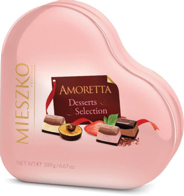 Конфеты Mieszko Amoretta Desserts Heart Tin ассорти из тёмного шоколада, 189г