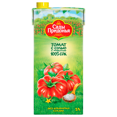 Сок Сады Придонья томатный с солью с мякотью восстановленный, 2л