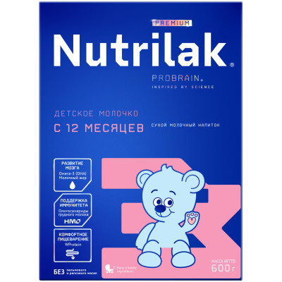 Напиток сухой Nutrilak Premium 3 молочный, 600г