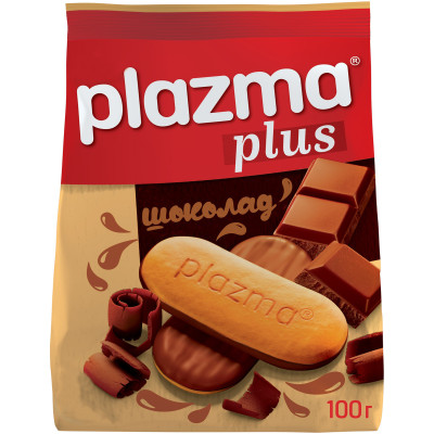 Печенье Plazma обогащенное витаминами в молочном шоколаде, 100г