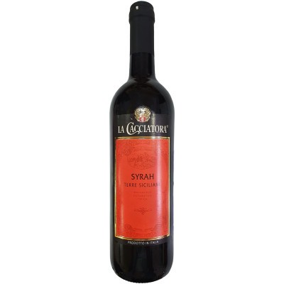 Вино La Cacciatora Syrah Тере Siciliane молодое сортовое красное сухое  8-15%, 750мл