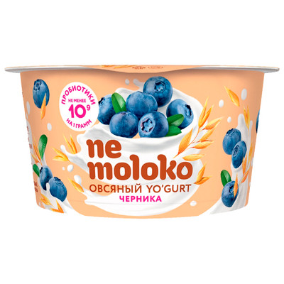 Продукт овсяный Nemoloko Yogurt черника обогащённый для детского питания, 130г
