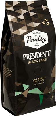 Кофе Paulig Presidentti Black Label в зёрнах, 250г