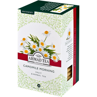 Чай Ahmad Tea Camomile Morning травяной с ромашкой и лимонным сорго в пакетиках, 20х1.5г