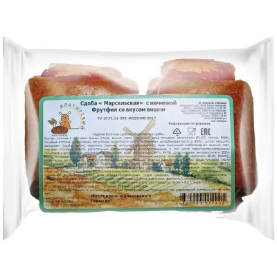 Сдоба Алатырский Хлебозавод Марсельская с начинкой Фрутфил со вкусом вишни, 90г