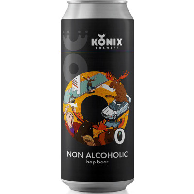 Пиво безалкогольное Konix Moose, just Moose осветлённое нефильтрованное 0%, 500мл