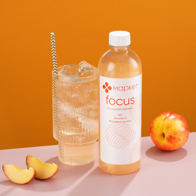Напиток Focus со вкусом персика витаминизированный негазированный Маркет, 500мл
