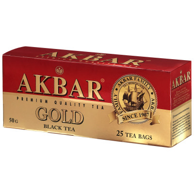 Чай Akbar Голд чёрный байховый цейлонский в пакетиках, 25х2г