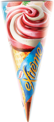 Мороженое сливочное Extreme Intriga со вкусом клубники со сливками 12%, 77г