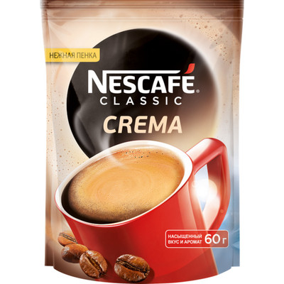 Кофе Nescafé Classic Crema натуральный растворимый порошкообразный, 60г