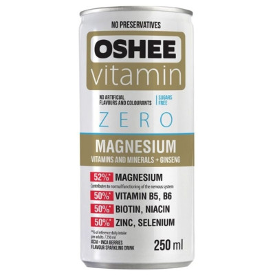 Напиток безалкогольный Oshee Vitamin Energy Zero Magnesium со вкусом ягод акаи газированный, 250мл