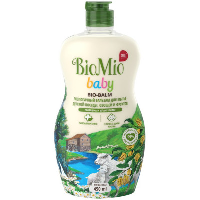 Бальзам для мытья детской посуды BioMio ромашка и иланг-иланг, 450мл