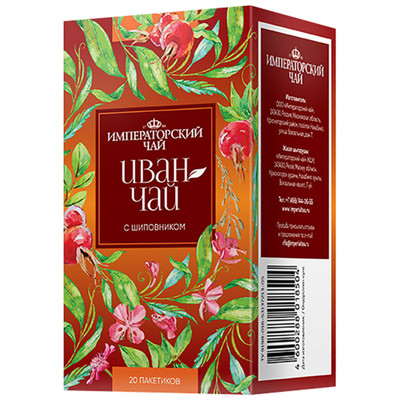 Чай Императорский Чай травяной с шиповником в пакетиках, 20х1.2г