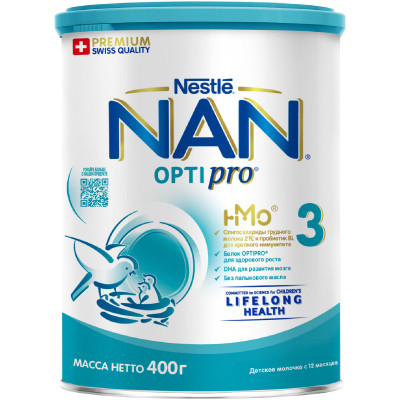 Смесь Nan 3 Optipro молочная с 12 месяцев, 400г