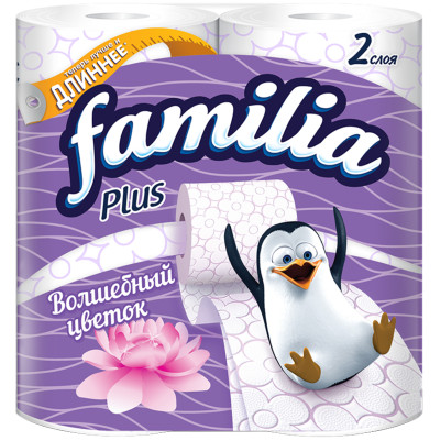 Бумага туалетная Familia Plus 4шт Волшебный цветок ароматизированная 2 слоя