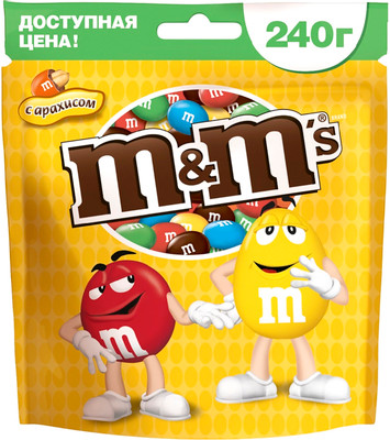 Драже M&M's с арахисом и молочным шоколадом, 240г