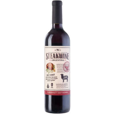Вино Steakwine Cabernet Sauvignon красное полусухое 12.5%, 750мл