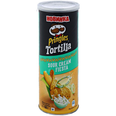 Чипсы кукурузные Pringles Tortilla со вкусом сметаны, 160г