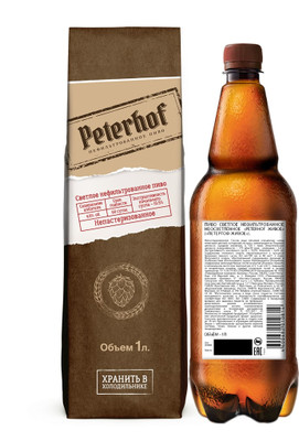 Пиво Peterhof Живое светлое нефильтрованное 4.6%, 1л