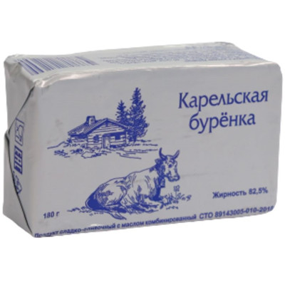 Продукт сладко-сливочный Карельская Бурёнка с маслом комбинированный 82.5%, 180г