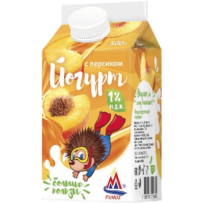 Йогурт фруктовый Рамоз Персик 1%, 500мл