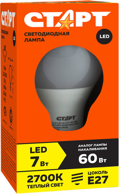 Лампа светодиодная Старт LED GLS E27 7W