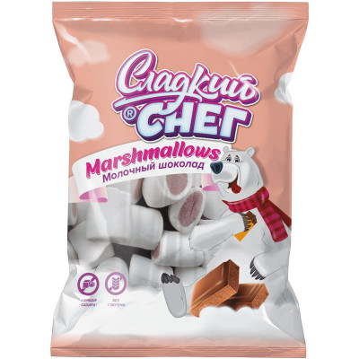 Конфеты Сладкий Снег Marshmallows со вкусом молочного шоколада неглазированные, 70г