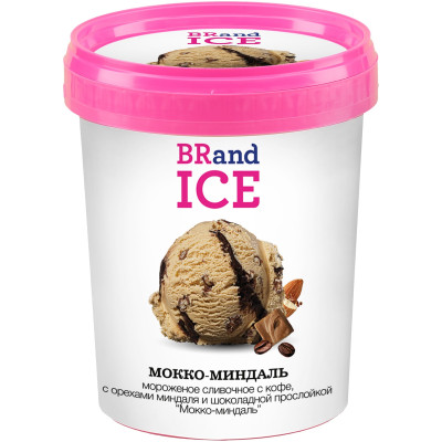 Мороженое BrandIce Мокко-миндаль сливочное с кофе и орехами миндаля, 1кг