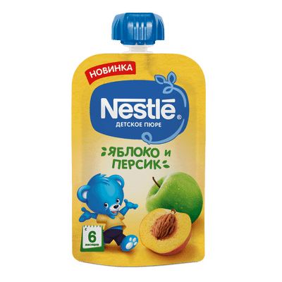 Пюре Nestle Яблоко и персик с 6 месяцев, 90г