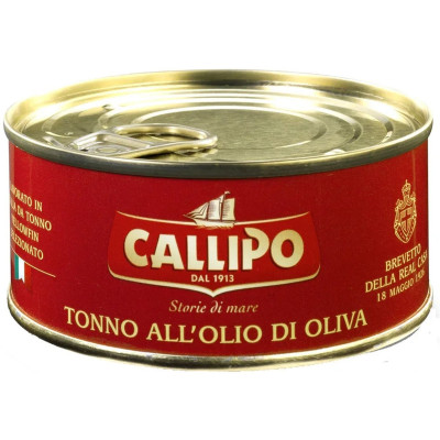 Тунец желтопёрый Callipo филе-ломтики в оливковом масле, 160г