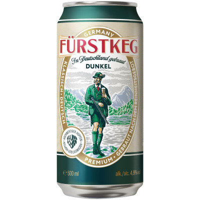 Пиво Furstkeg Dunkel Schwarzbier тёмное фильтрованное 4.9%, 500мл