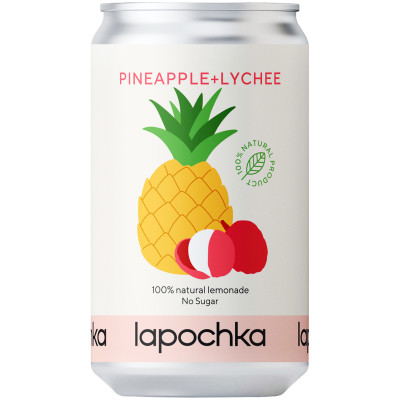 Напиток безалкогольный Lapochka Pineapple + Lychee с соком ананаса и личи среднегазированная, 330мл