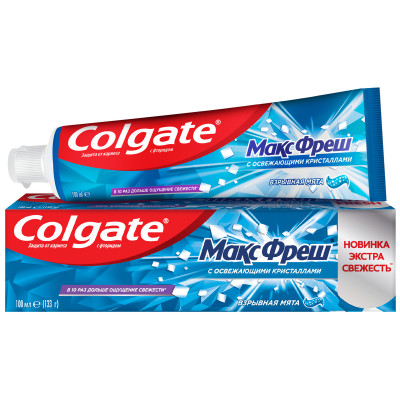 Зубная паста Colgate Макс Фреш Взрывная мята с освежающими кристаллами для защиты от кариеса, 100мл
