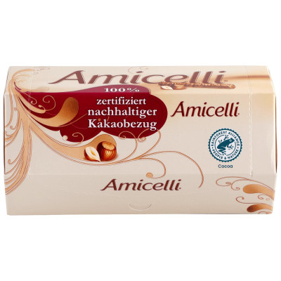 Трубочки вафельные Amicelli с ореховым кремом в молочном шоколаде, 150г