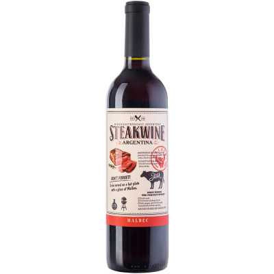 Вино Steakwine Malbec красное полусухое 13%, 750мл
