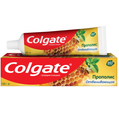 Зубная паста Colgate Прополис отбеливающая для отбеливания зубов и сохранения здоровья десен, 100мл