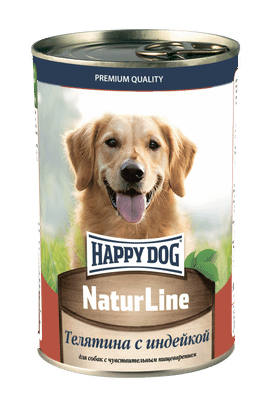 Корм Happy Dog Natur Line Телятина с индейкой для собак, 410г