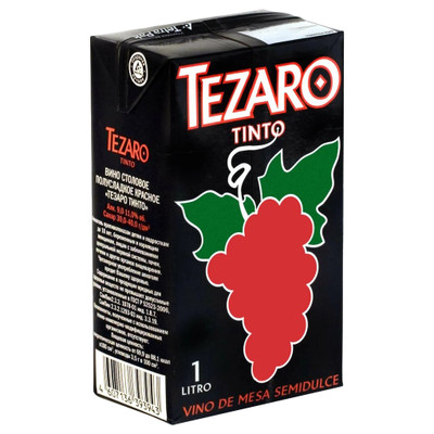 Вино Tezaro Tinto полусладкое 9-11%, 1л