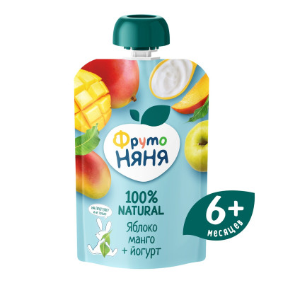 Пюре ФрутоНяня яблоко-манго с йогуртом с 6 месяцев, 90г